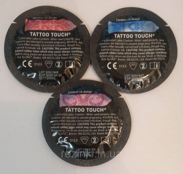 Презервативы ONE Tattoo Touch 12 шт - с тремя уникальными татуировками. Срок годности 30.04.2025 108 фото