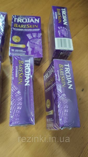 ПРЕЗЕРВАТИВИ Trojan BareSkin Studded Condoms 10 шт. - тонкі текстуровані презервативи 170 фото