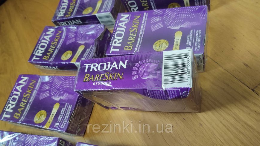 ПРЕЗЕРВАТИВИ Trojan BareSkin Studded Condoms 10 шт. - тонкі текстуровані презервативи 170 фото