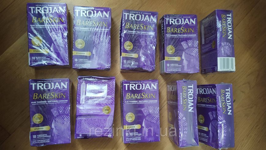 ПРЕЗЕРВАТИВИ Trojan BareSkin Studded Condoms 10 шт. - тонкі текстуровані презервативи 170 фото